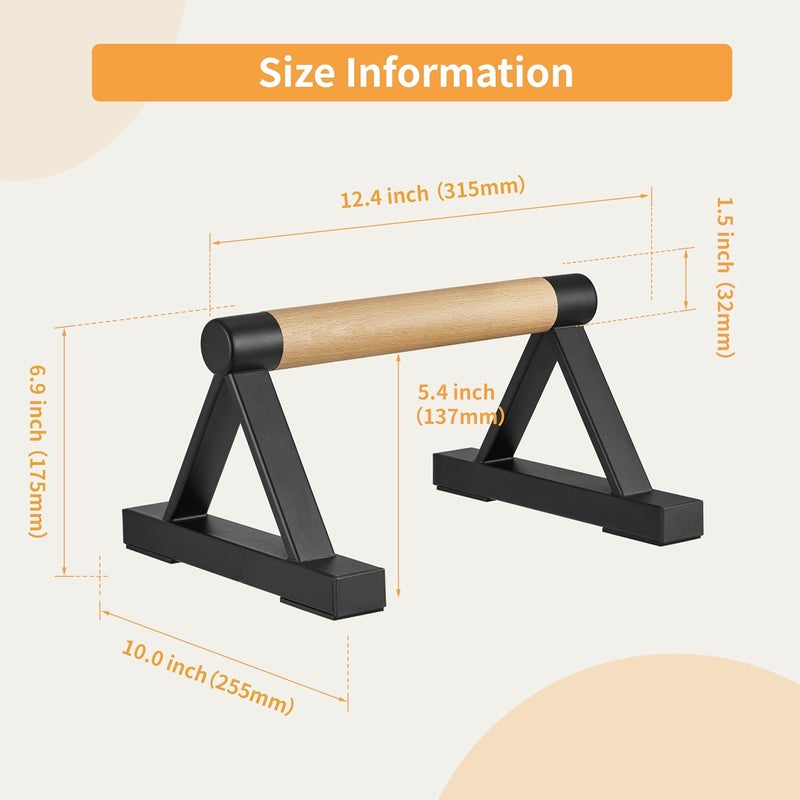 BESTWEI Wood Triangle Push Up Bars for Floor, Strength Training Pushup Stands Parallettes Bars for Home Calisthenics, Fitness, Floor Workouts Solid Wood with Sturdy Metal Bracket, Support 500 lbs - Image 2